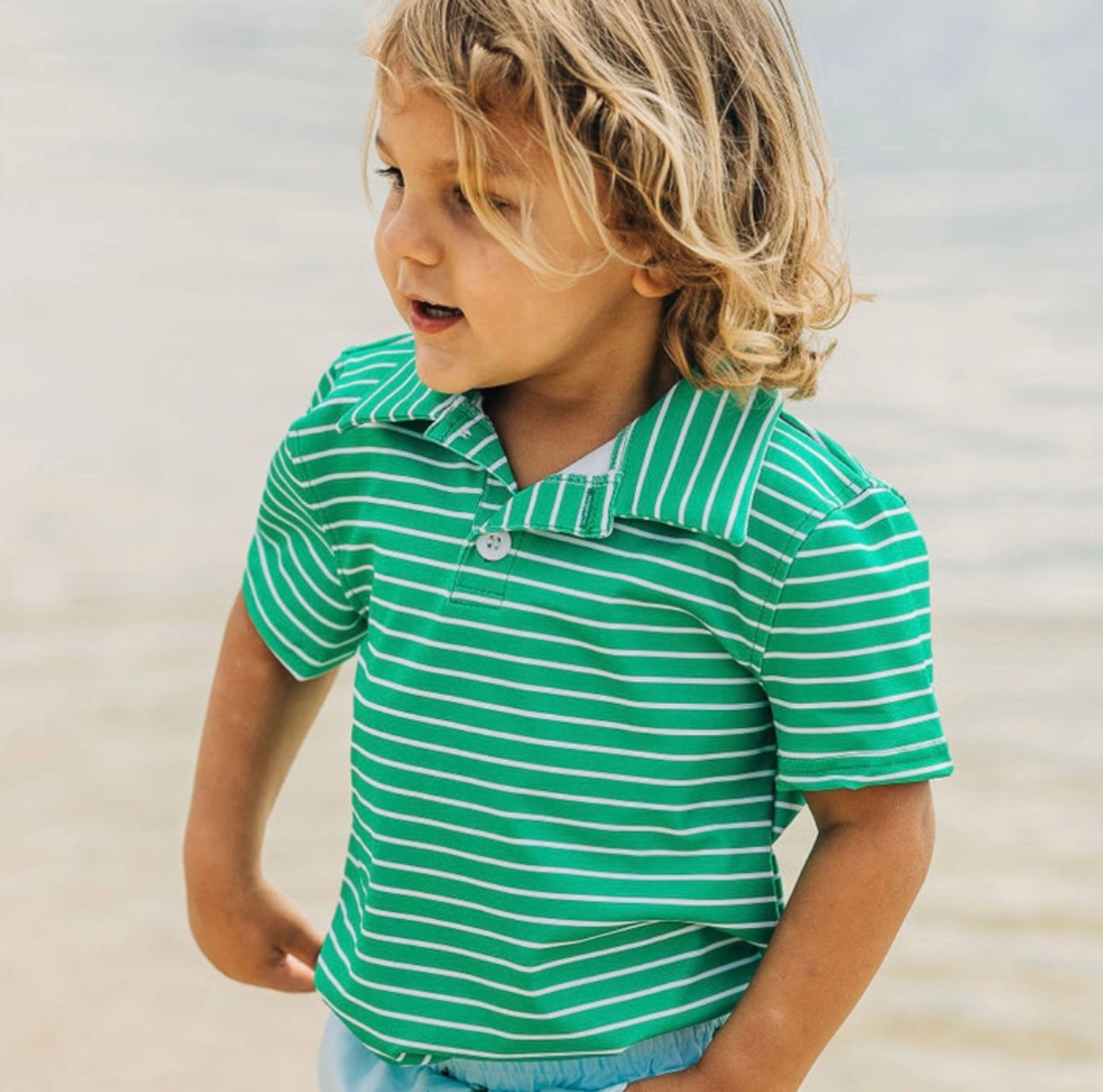 Emerald Green Stripe Polo