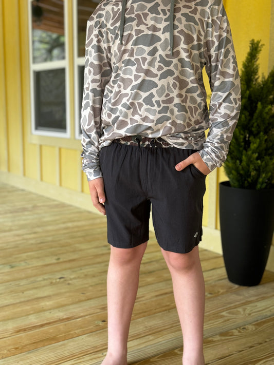 Burlebo Heather Black- Throwback Camo Liner- Athletic Short