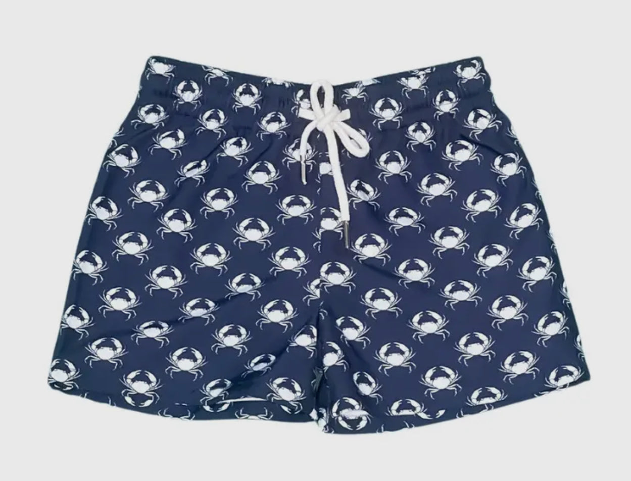 Salt Water Boys Co. Navy/White Crabs - Swim Trunks